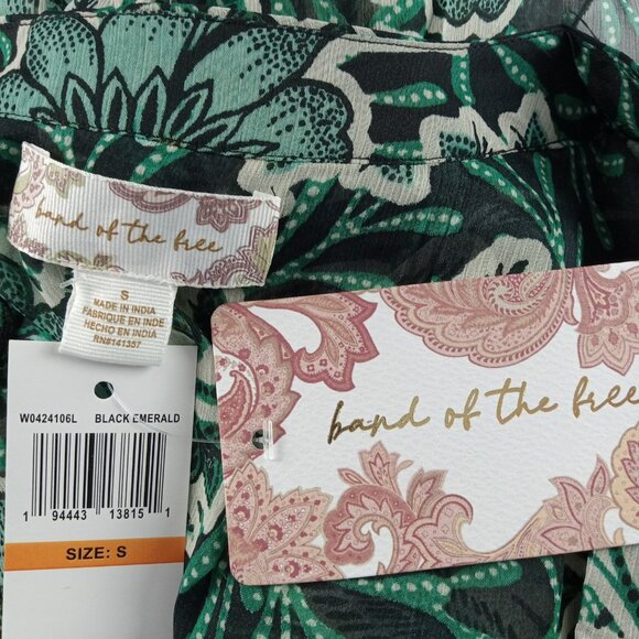 Band Of The Free Women's Wrap Front Bodysuit Size Small Black Emerald Floral - Picture 8 of 8